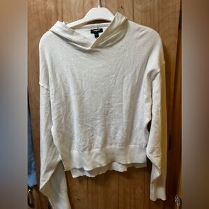 Express Cream Lightweight Hooded Pullover Sweater S rayon blend. Slits on sides